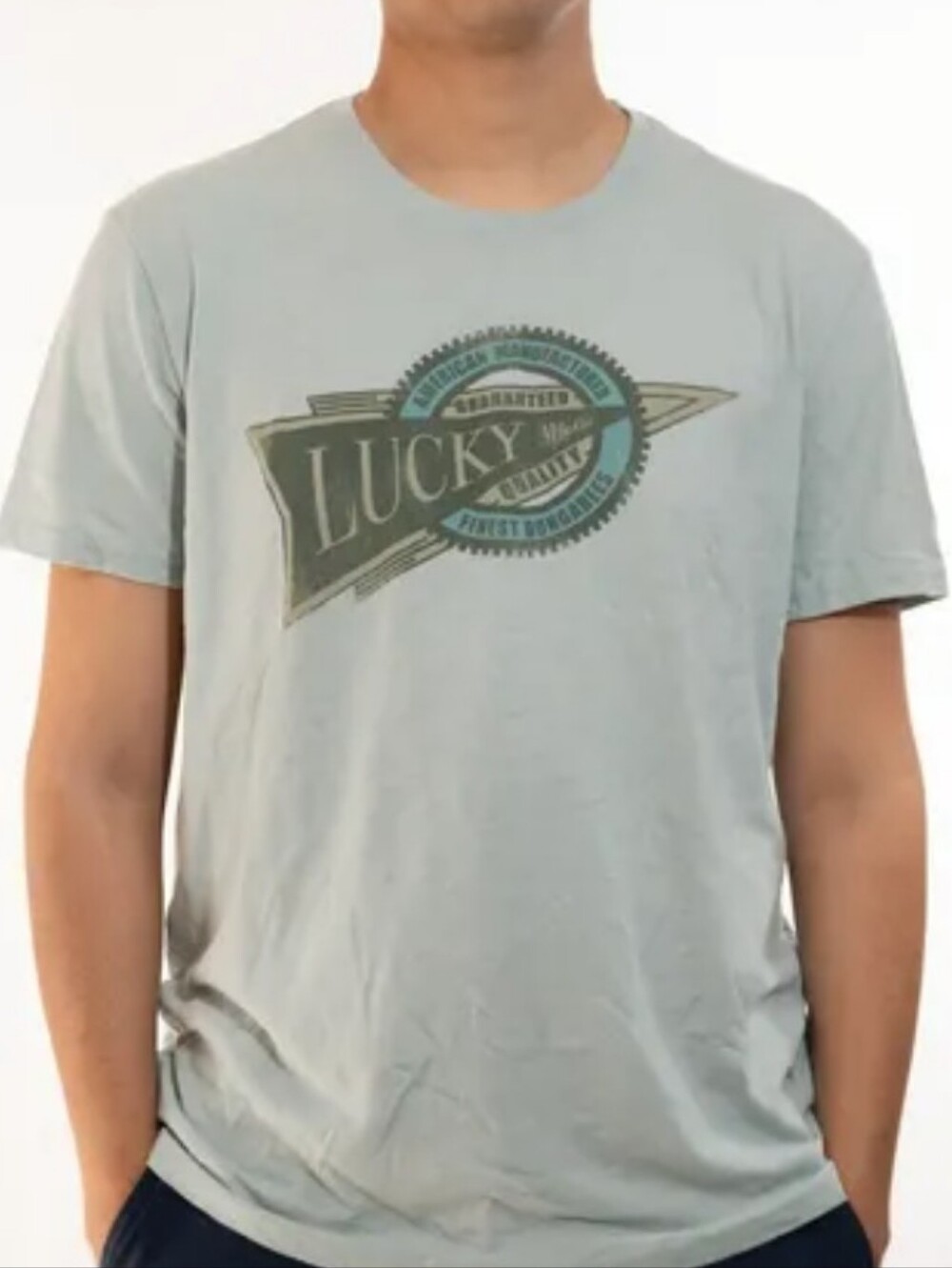 Lucky Brand Men's Pale Mint Graphic Tee with Chest Emblem Size XXL